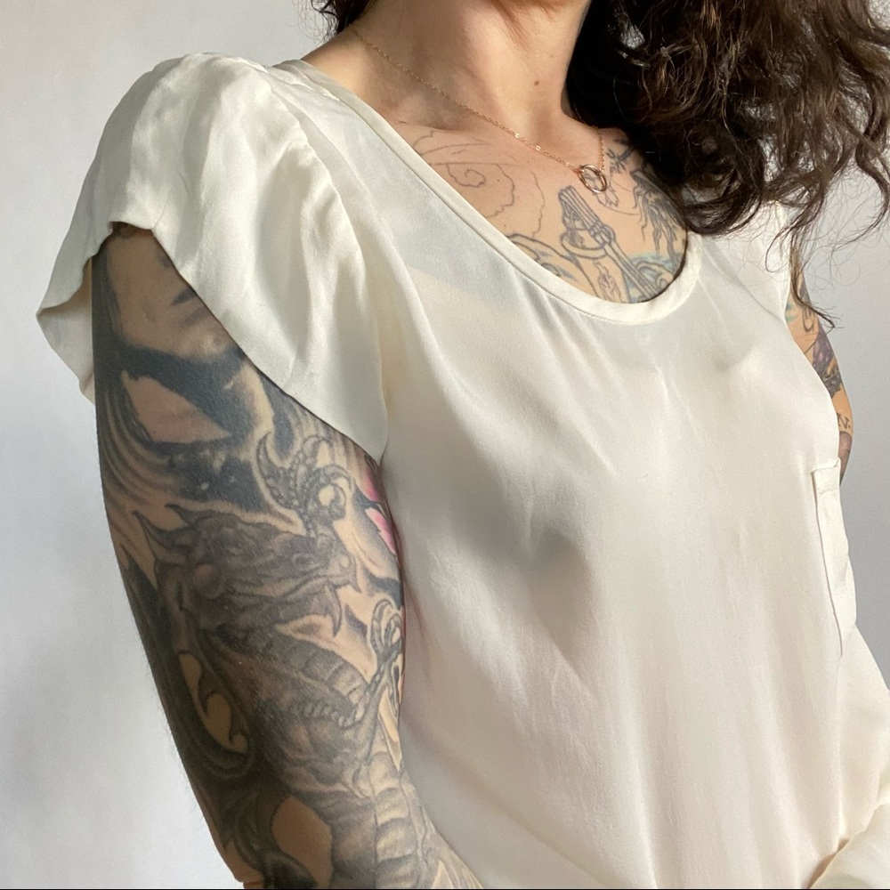 JOIE Silk Rancher Top Ivory Cream Medium - Picture 4 of 11
